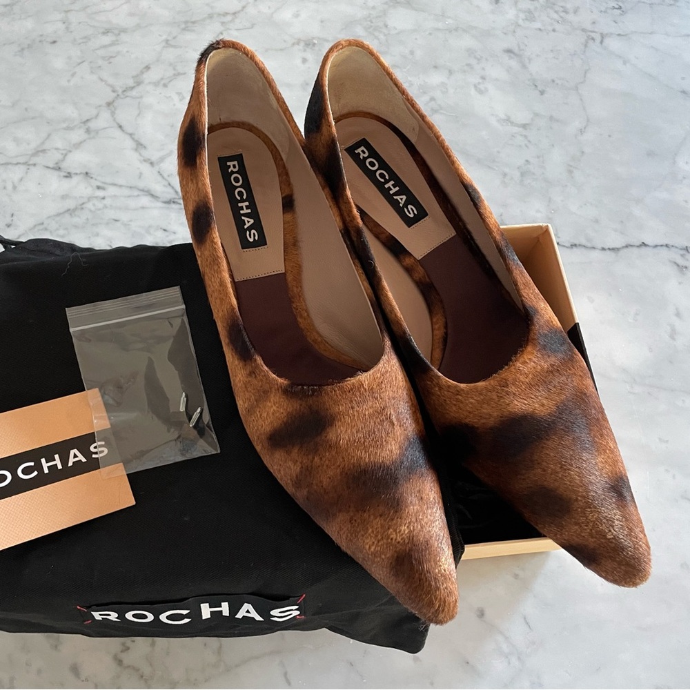 Rochas pony fur heels 40.5 worn once